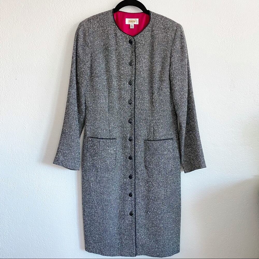 Talbots Crewneck Tweed Button Front Coat Size 4